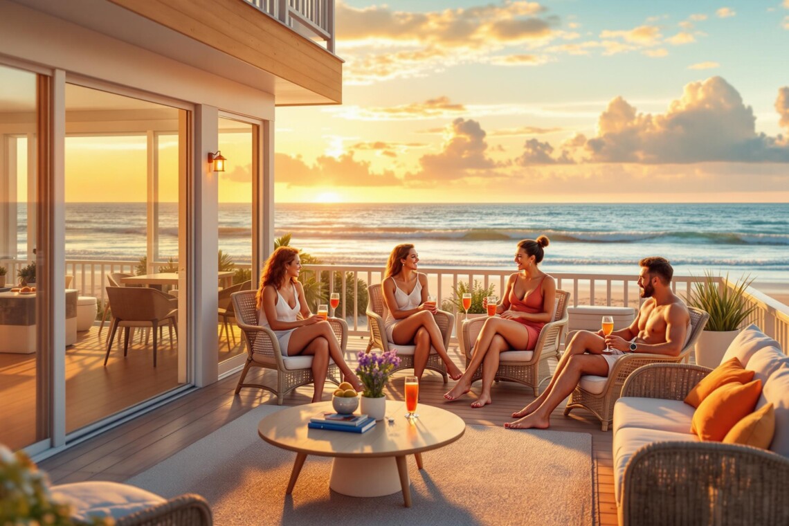 beachfront rental house view